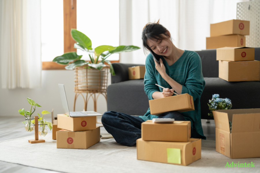 SME owner managing ecommerce orders, invoices, and digital business records with Advintek