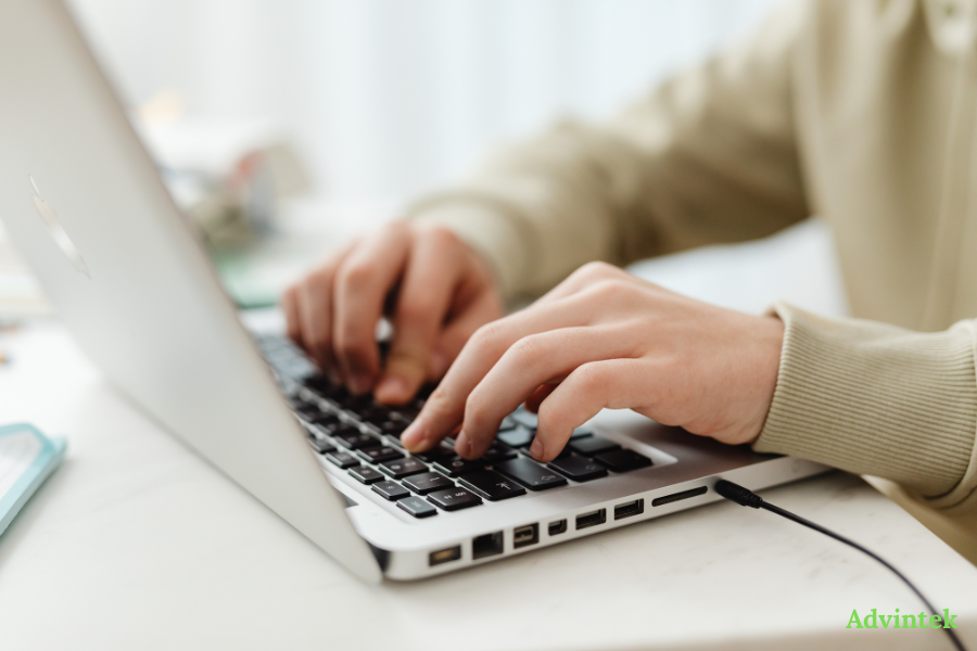 Business user managing e-invoicing data through ERP invoice automation software