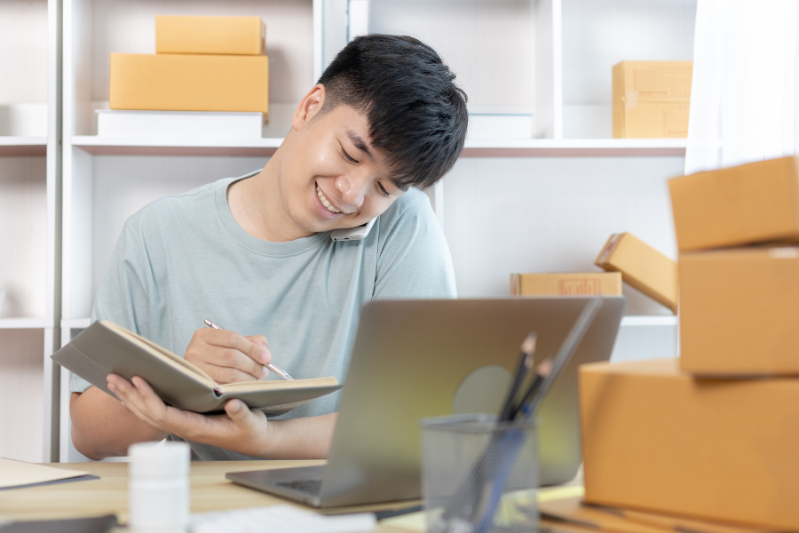 SME owner managing his business